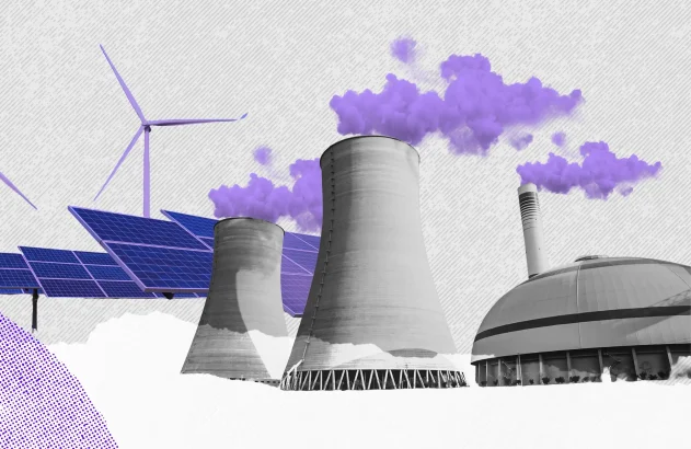 Ilustração sobre tipos de produção de energia