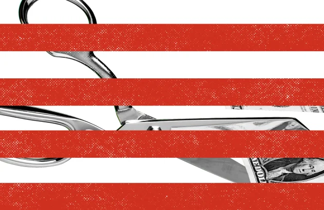 Ilustração sobre corte de juros nos Estados Unidos e desvalorização do dólar