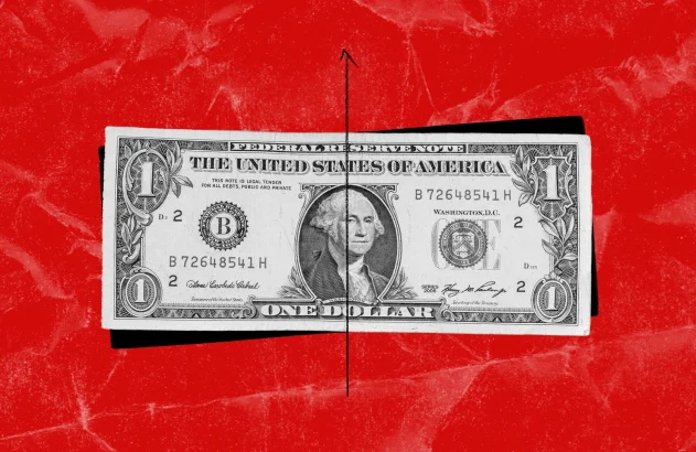 Ilustração representando alta do dólar