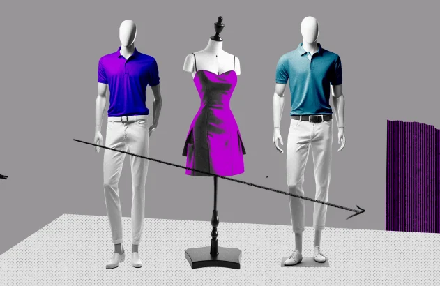 Ilustração representando queda de vendas do varejo, lojas Marisa