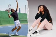 Montagem com imagens de campanha da On com Roger Federer e Zendaya