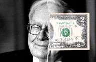 Imagem de Warren Buffett, fundador da Berkshire, e de uma cédula em dólar