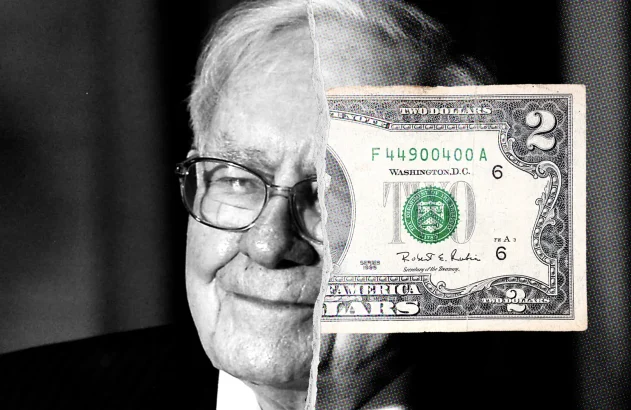 Imagem de Warren Buffett, fundador da Berkshire, e de uma cédula em dólar