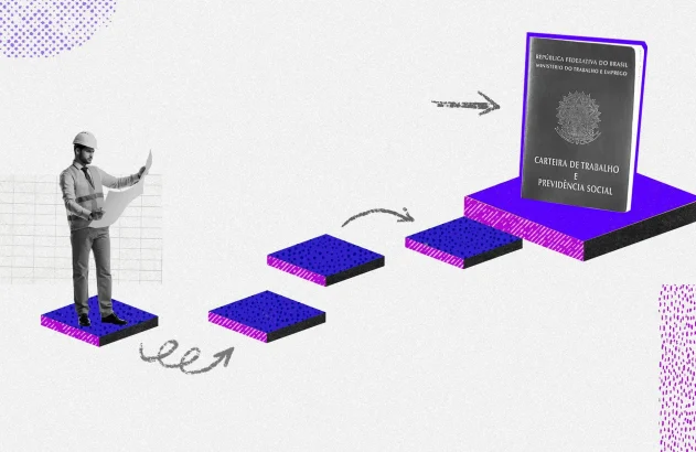 Imagem de um engenheiro procurando o caminho para a carteira de trabalho.