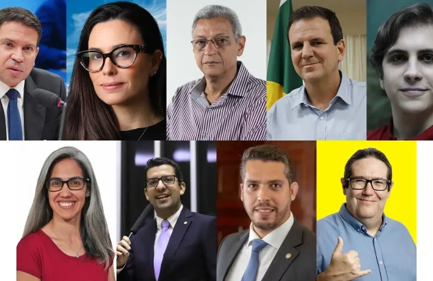 Montagem de fotos com os 9 candidatos à Prefeitura do Rio de Janeiro em 2024
