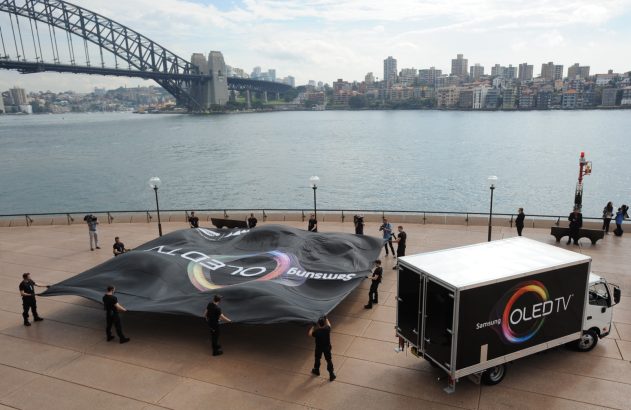 campanha de divulgação da televisão OLED da Samsung em Sydney, na Austrália
