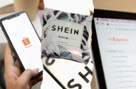 Montagem com logos de Shopee, Shein e AliExpress