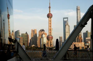 Vista dos prédios do Distrito financeiro de Pudong em Xangai, na China