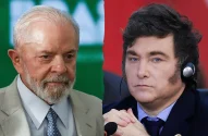 Montagem com os presidentes do Brasil, Luiz Inácio Lula da Silva (esq.), e da Argentina, Javier Milei (dir.).