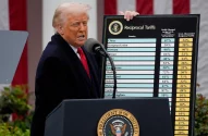 Donald Trump, presidente dos EUA, anuncia tarifas recíprocas na Casa Branca