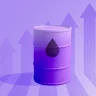 Imagem de um barril de petróleo em um fundo degradê lilás