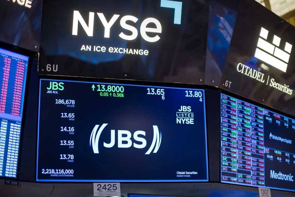 JBS em negociação na NYSE, a Bolsa de Nova York 