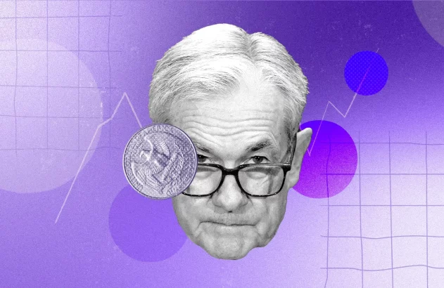 ilustração de Jerome Powell, presidente do Federal Reserve
