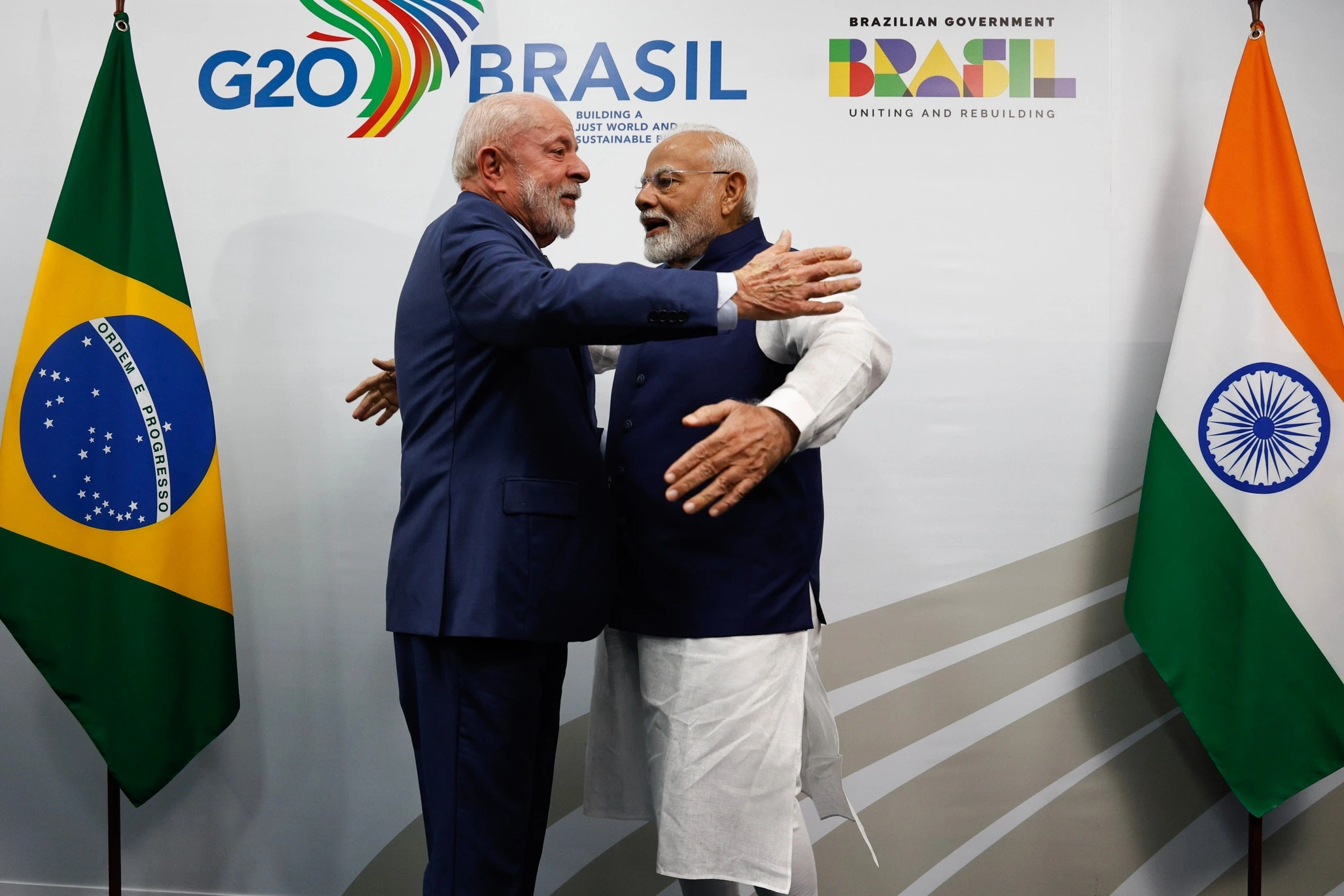 Lula e Narendra Modi, primeir-ministro da Índia