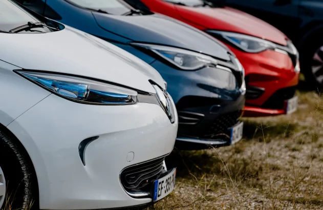 a row of Renault cars in a row