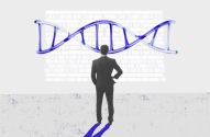 Homem observa o desenho de um DNA. No Vale do Silício, casais escolhem filhos geneticamente