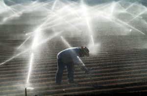 Imagem de um agricultor em uma fazenda na Califórnia