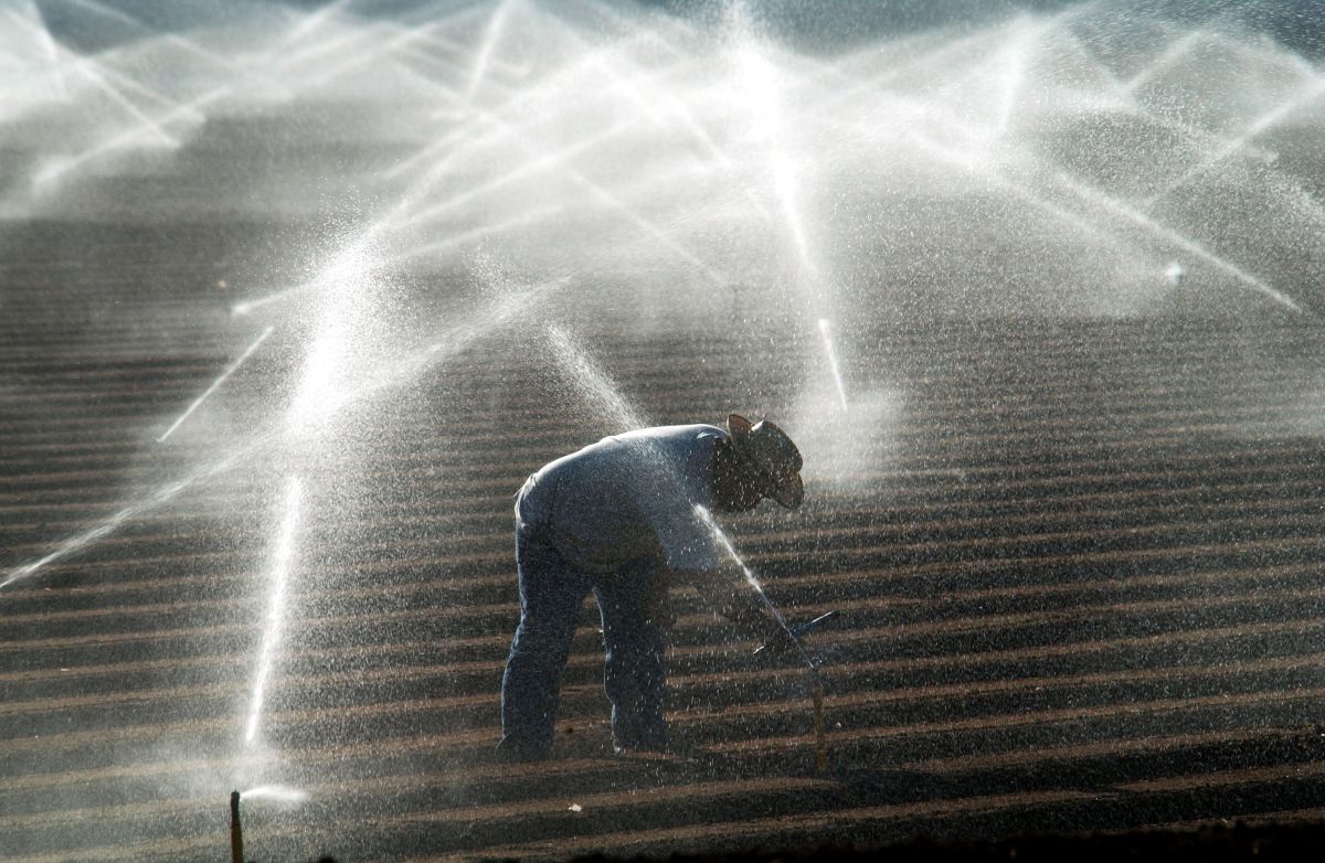 Imagem de um agricultor em uma fazenda na Califórnia