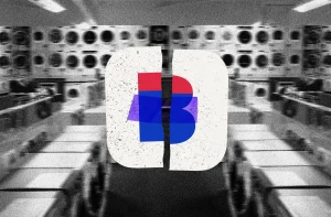 Imagem mostra o logo da Casas Bahia sendo colado