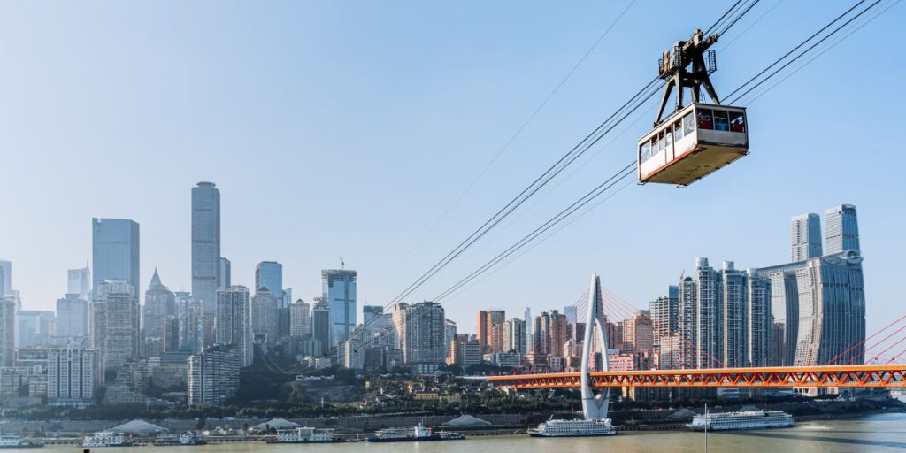 Imagem de teleférico na China