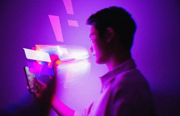 imagem de um chinês mexendo no celular