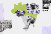 Ilustração do mapa do Brasil com temática de supermercado