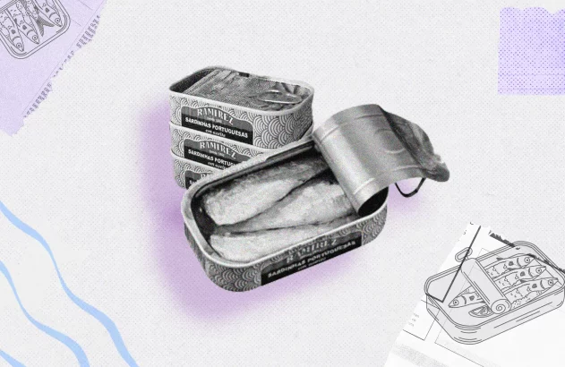 Ilustração de uma lata de sardinha para ilustrar a reportagem "Portuguesa Ramirez mira expansão no Brasil e vê acordo UE–Mercosul como “virada de chave” para produzir no país"
