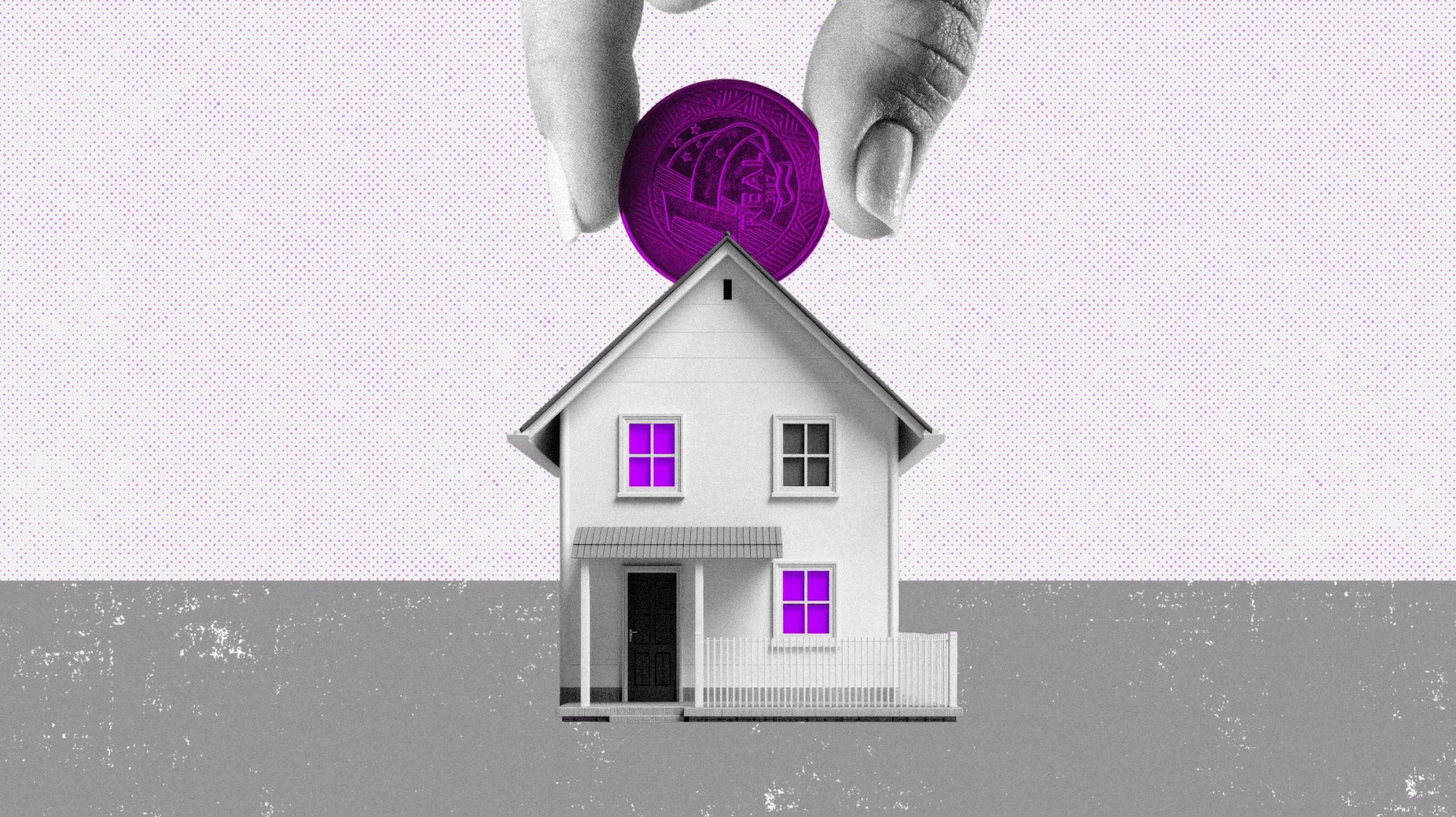 Ilustração com a imagem de uma casa e uma moeda de 1 real para ilustrar reportagem sobre o ITBI e a reforma tributária