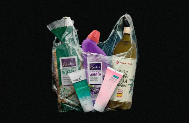Produtos de marcas de varejistas na sacola (Ilustração InvestNews)