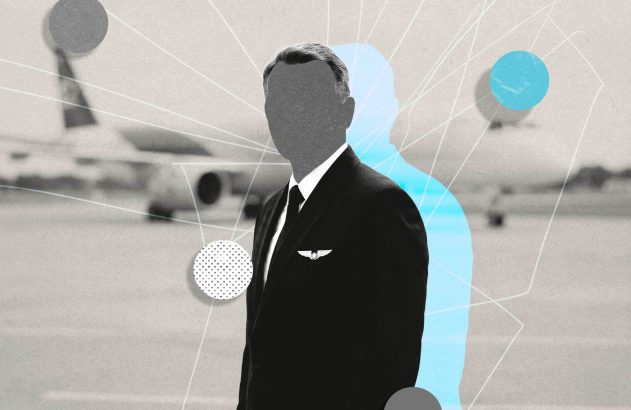 Ilustração com imagem que remete a um piloto de avião