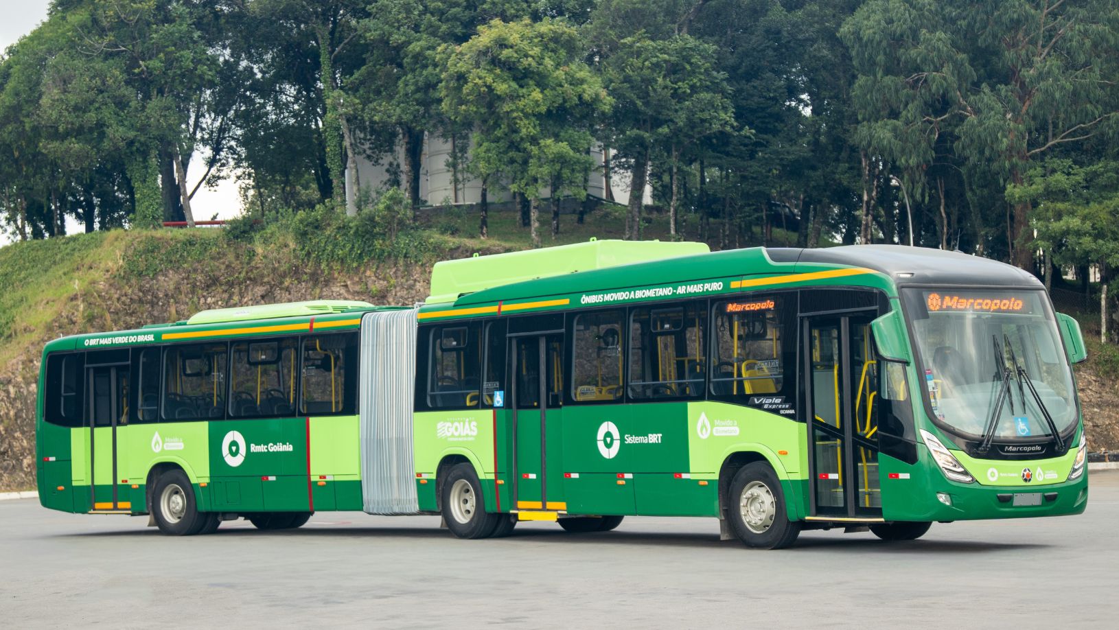 Goiás incorporou oito ônibus movidos a biometano em sua rede; meta é chegar a 500 unidades (Foto: Divulgação)