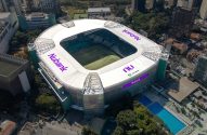 Estádio do Palmeiras com publicidade do Nubank