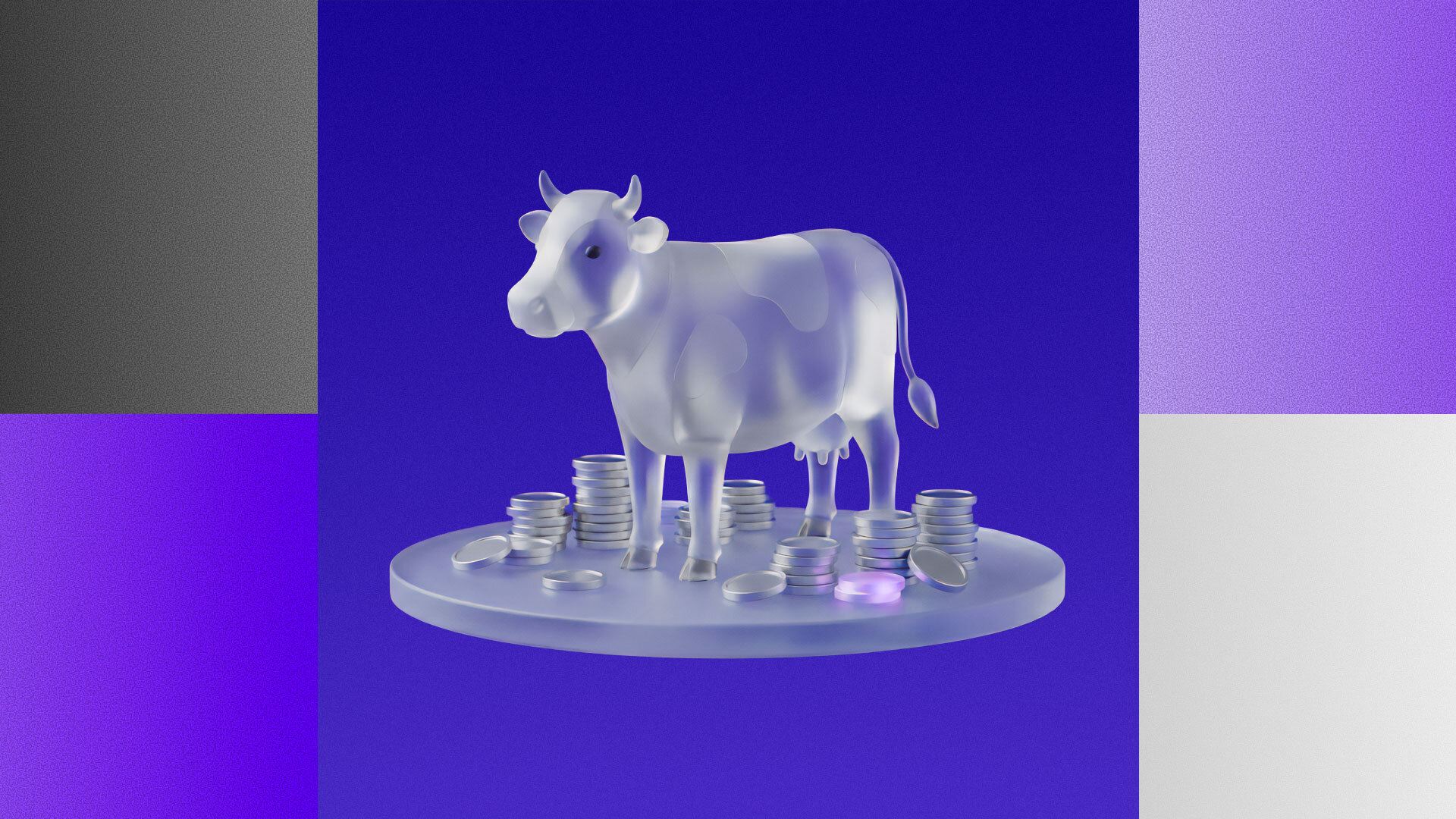 Ilustração para reportagem da série Estratégias para Viver de Renda. Imagem de "vaca leiteira", como costumam ser chamadas as empresas que pagam dividendos altos