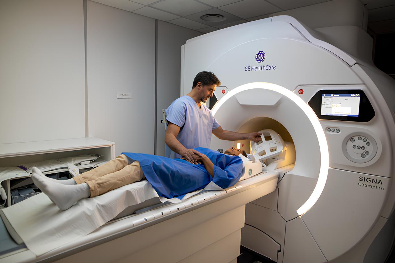 Medicina diagnóstica: máquina de ressonância magnética da GE Healthcare que faz uso de IA (Foto: Divulgação)